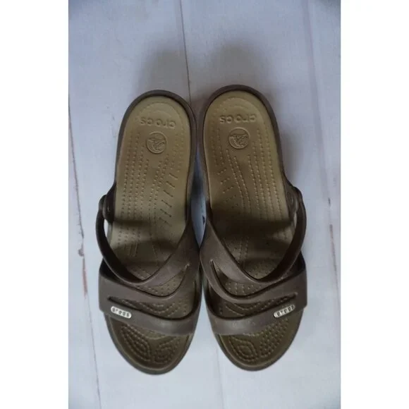 Crocs Women's Patricia Wedge Sandals in Brown - Size 8 - Picture 8 of 13